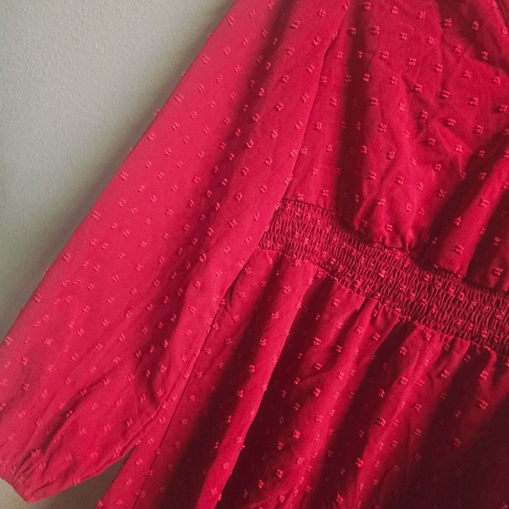 NWOT! Burgundy Long Sleeve Mini Dress - Picture 3 of 6